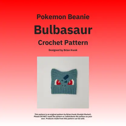 Pokemon Beanie Crochet Pattern - Bulbasaur [Digital Pattern]