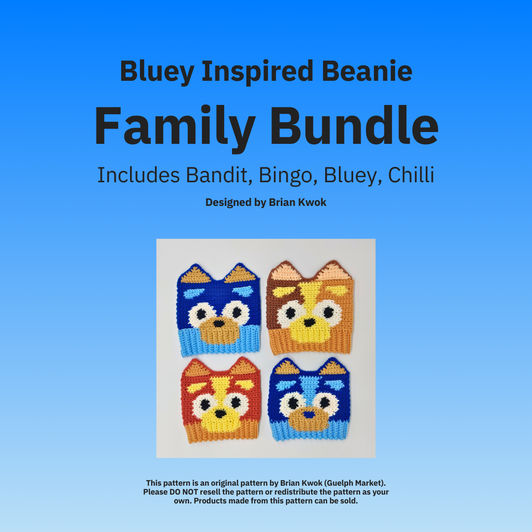 4-in-1 Bluey Family Beanie Crochet Pattern Bundle [Digital Pattern]