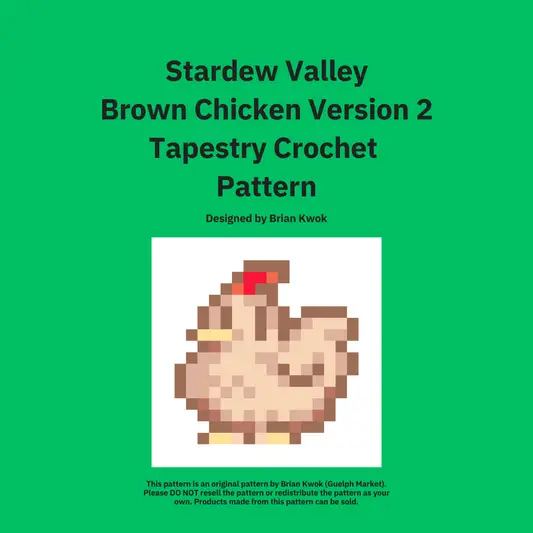 Stardew Valley Brown Chicken Version 2 Tapestry Crochet Pattern [Digital Pattern]