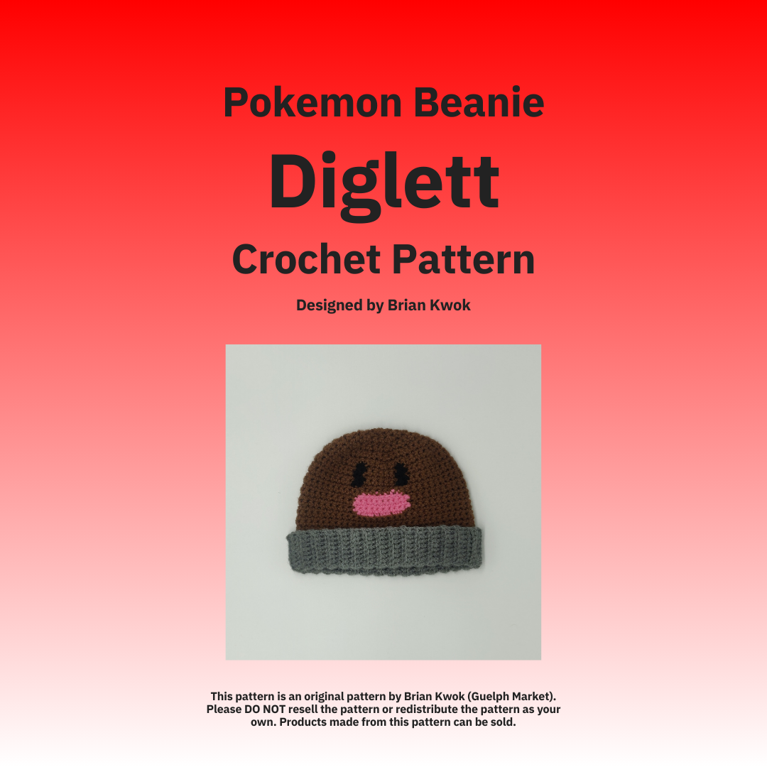 Pokemon Beanie Crochet Pattern - Diglett [Digital Pattern]