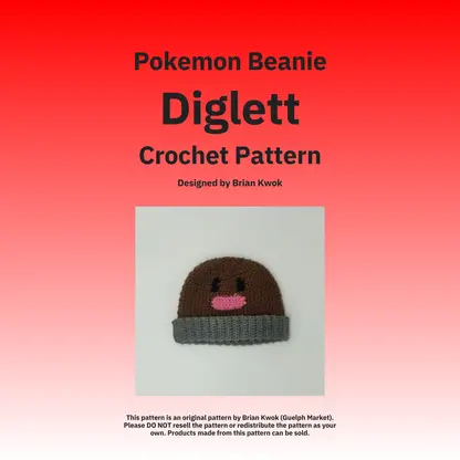 Pokemon Beanie Crochet Pattern - Diglett [Digital Pattern]