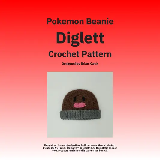 Pokemon Beanie Crochet Pattern - Diglett [Digital Pattern]