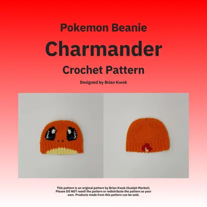 Pokemon Beanie Crochet Pattern - Charmander [Digital Pattern]