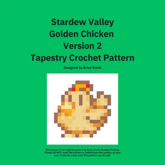 Stardew Valley Golden Chicken Version 2 Tapestry Crochet Pattern [Digital Pattern]
