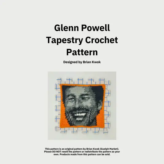 Glenn Powell Portrait Tapestry Crochet Pattern [Digital Pattern]