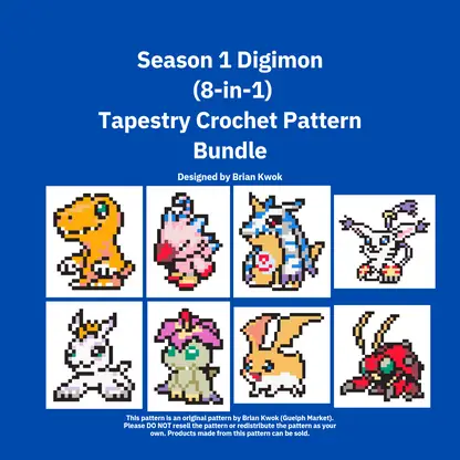 Season 1 Digimon (8-in-1) Tapestry Crochet Pattern Bundle [Digital Pattern]