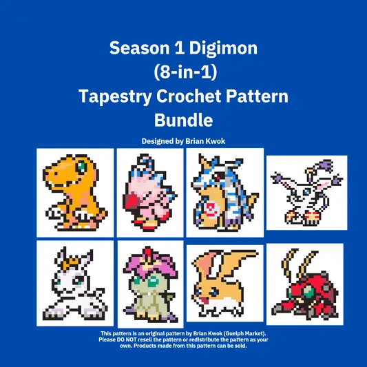 Season 1 Digimon (8-in-1) Tapestry Crochet Pattern Bundle [Digital Pattern]