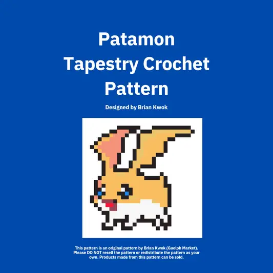 Patamon Tapestry Crochet Pattern [Digital Pattern]
