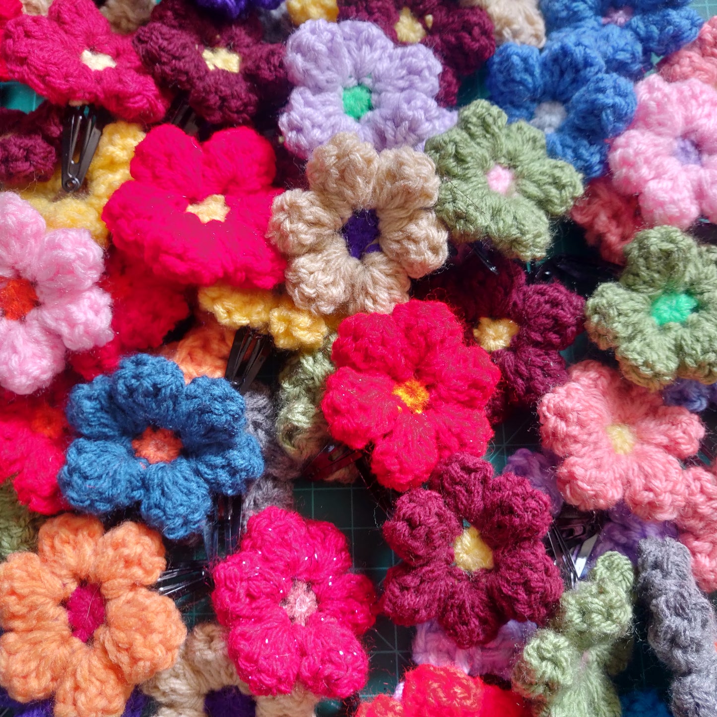 Random Crochet Wildflower Barrette