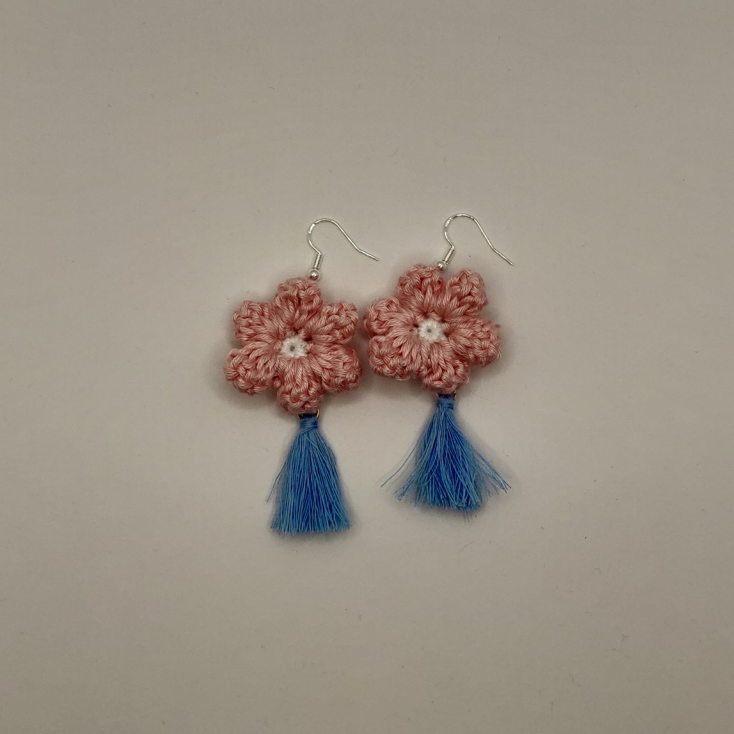 Pink - Blue Flower Earrings