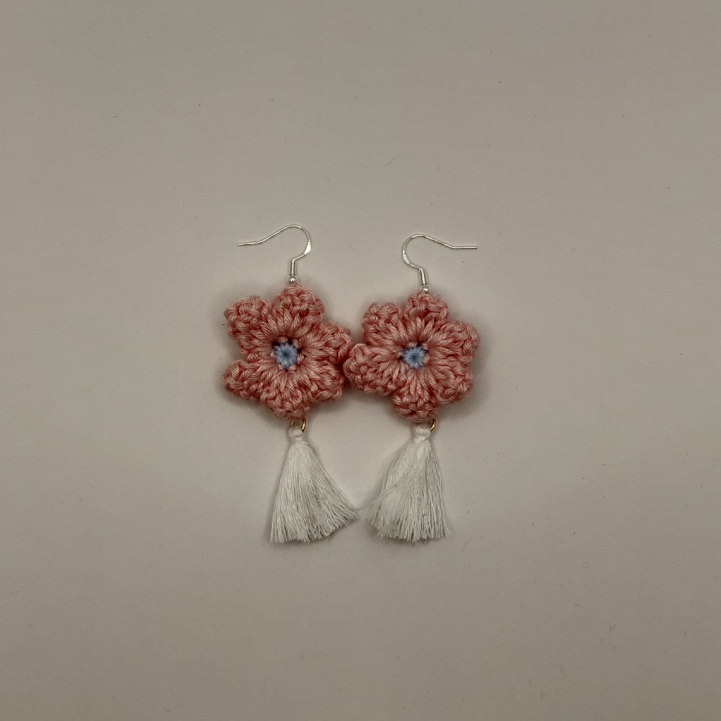 Pink - White Flower Earrings