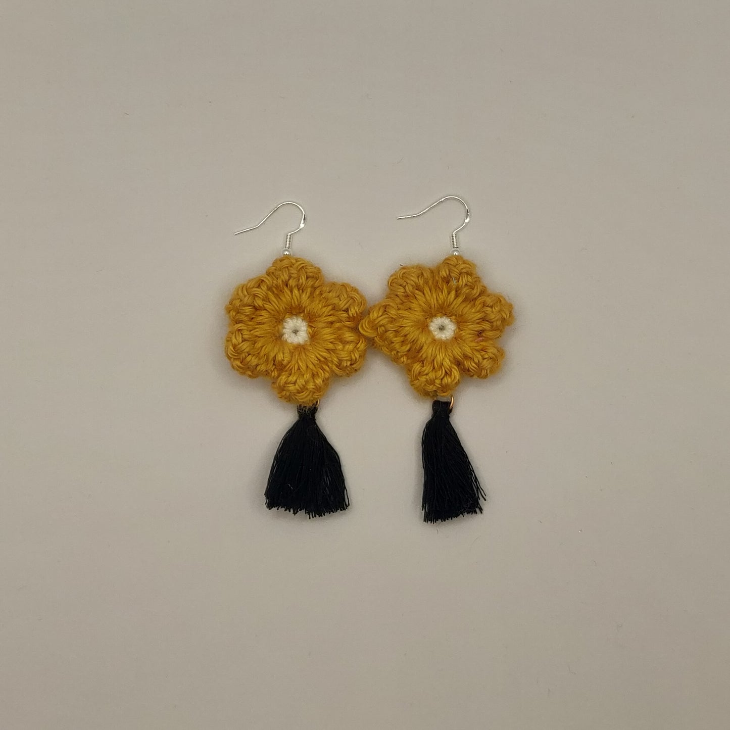 Yellow - Black Flower Earrings