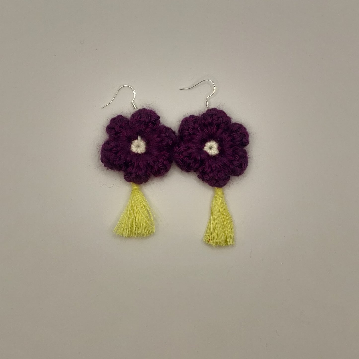 Purple - Yellow Flower Earrings