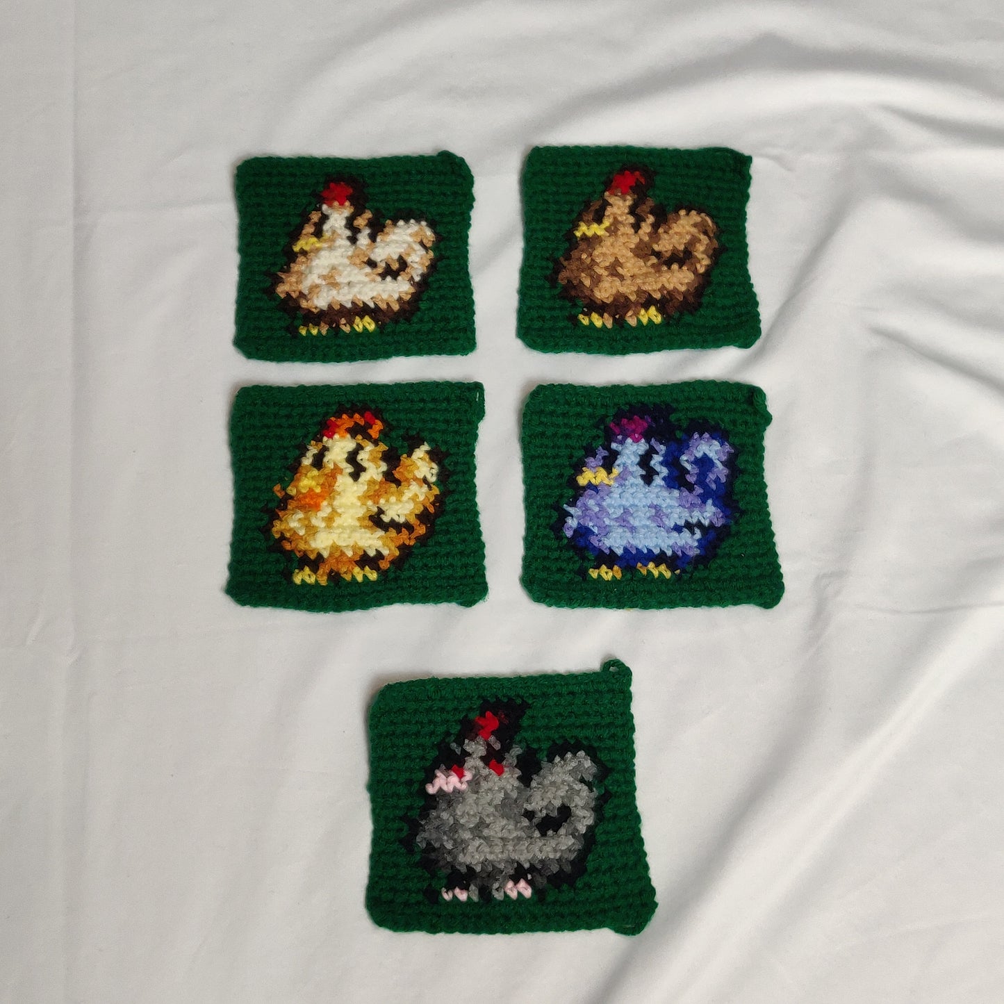 Stardew Valley Chickens Version 2 (5-in-1) Tapestry Crochet Pattern Bundle [Digital Pattern]