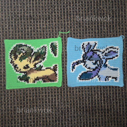 0470-0471 Leafeon & Glaceon Pokemon Portrait Tapestry Crochet Pattern [Digital Pattern]