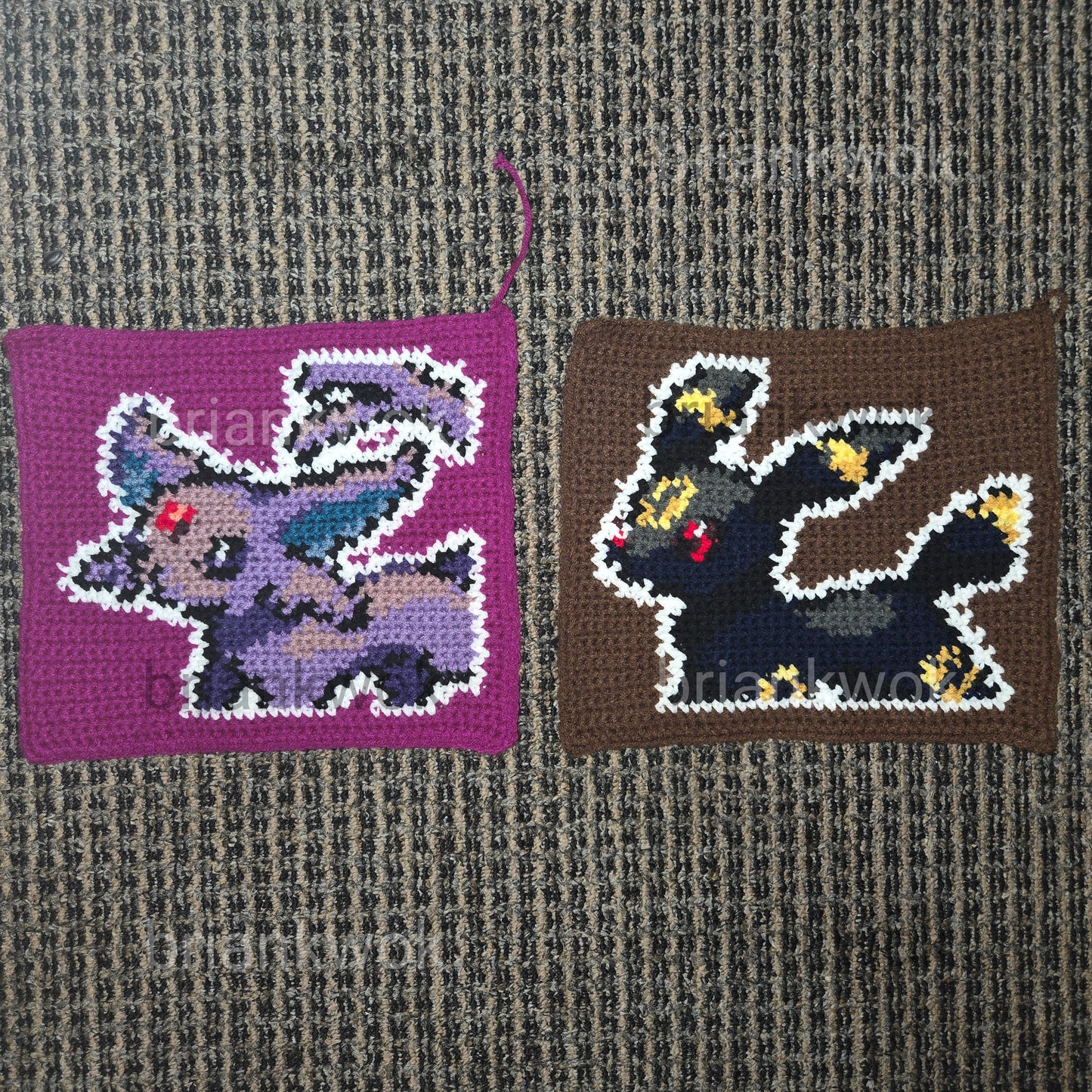 0196-0197 Espeon & Umbreon Pokemon Portrait Tapestry Crochet Pattern [Digital Pattern]