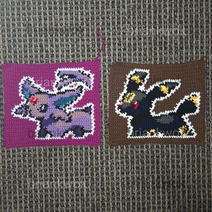 0196-0197 Espeon & Umbreon Pokemon Portrait Tapestry Crochet Pattern [Digital Pattern]