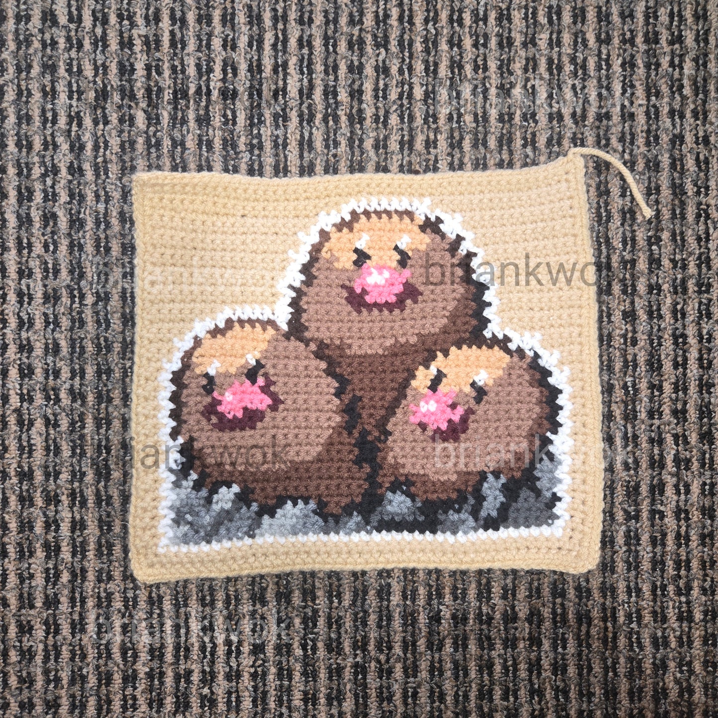 0050-0051 Diglett & Dugtrio Pokemon Portrait Tapestry Crochet Pattern [Digital Pattern]