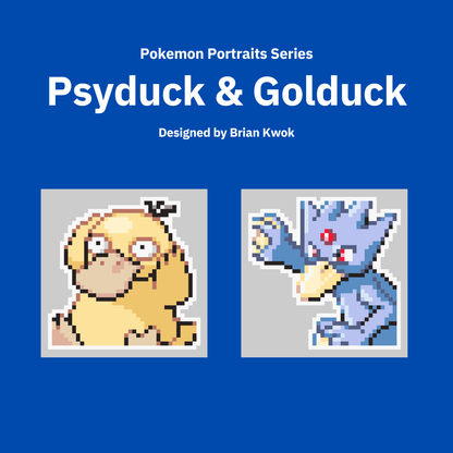 0054-0055 Psyduck & Golduck Pokemon Portrait Tapestry Crochet Pattern [Digital Pattern]