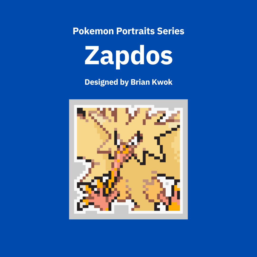 0145 Zapdos Pokemon Portrait Tapestry Crochet Pattern [Digital Pattern]
