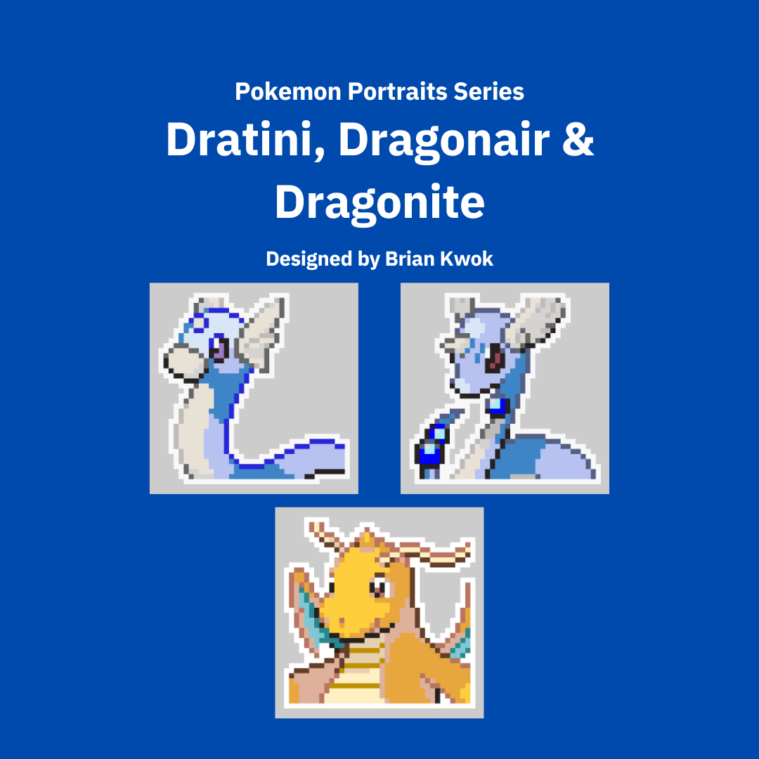 0147-0149 Dratini, Dragonair, Dragonite Pokemon Portrait Tapestry Crochet Pattern [Digital Pattern]