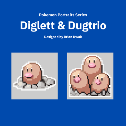 0050-0051 Diglett & Dugtrio Pokemon Portrait Tapestry Crochet Pattern [Digital Pattern]