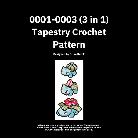 Bulbasaur, Ivysaur and Venusaur (3 in 1) Tapestry Crochet Pattern [Digital Pattern]