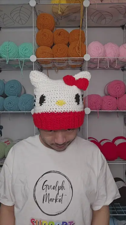 Hello Kitty Crochet Beanie Hat [Handmade]