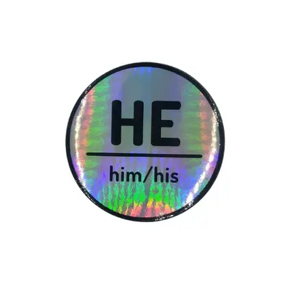 Holographic 3" Pronoun Sticker - They She He