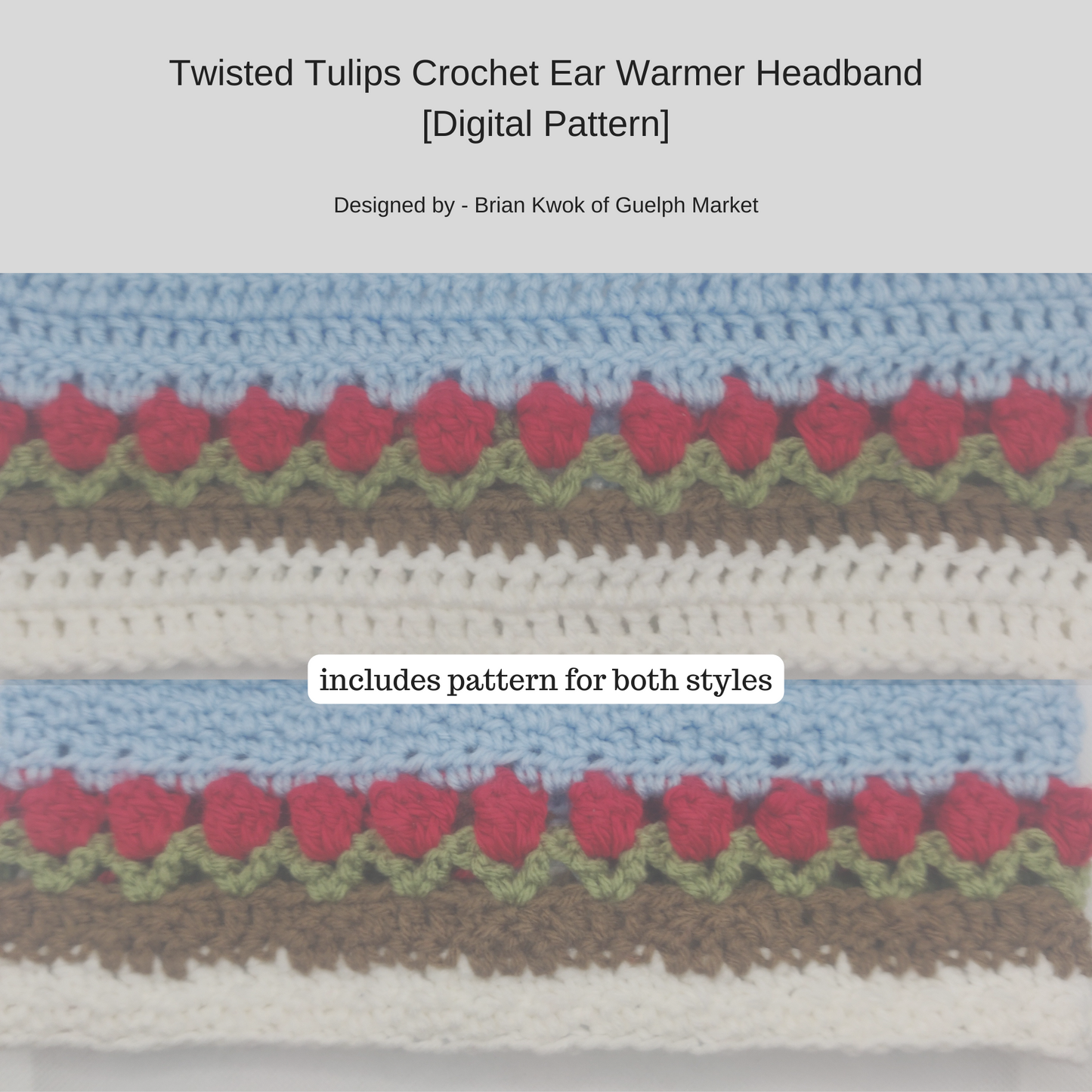 Twisted Tulip Crochet Earwarmer Headband [Digital Pattern]