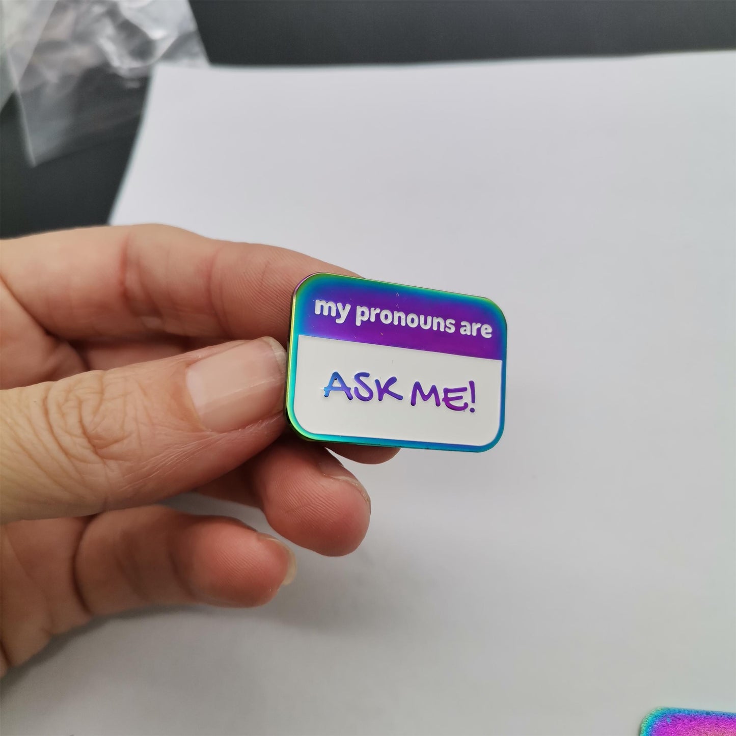 my pronouns are Ask Me! - Enamel Pronoun Pin